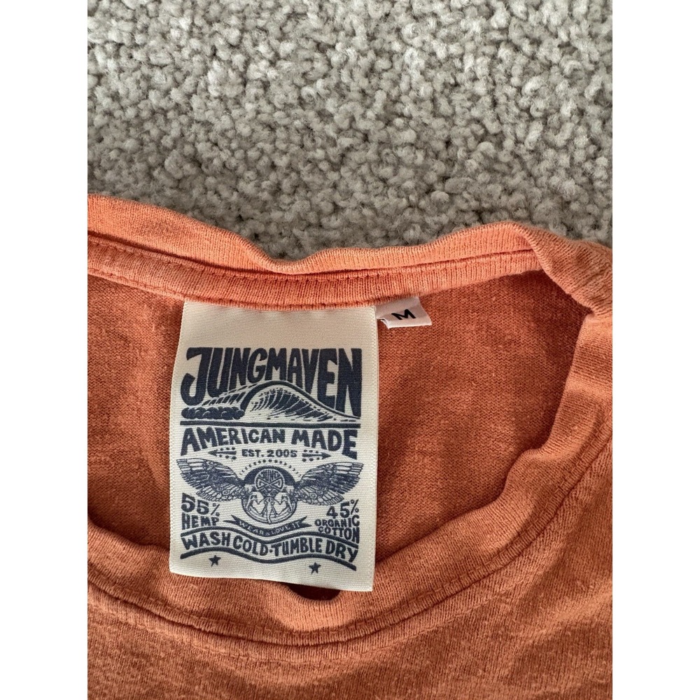 Jungmaven Hemp Organic Cotton Graphic T-Shirt Orange DTB Short Sleeve Size M - Picture 3 of 6